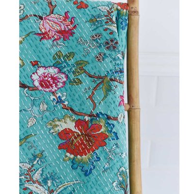 Powell Craft Kantha Throw Exotic Bird teal