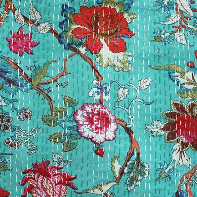 Powell Craft Kantha Decke Exotic Bird teal