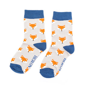 Miss Sparrow Kindersocken Bamboo Boys Fox Faces silver 2-3Y