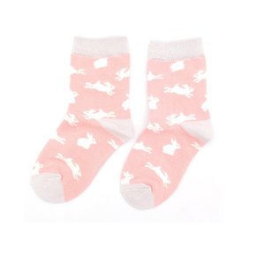 Miss Sparrow Kids Socks Bamboo Girls Bunnies dusky pink 2-3Y