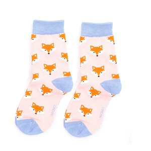 Miss Sparrow Kids Socks Bamboo Girls Fox Faces dusky pink 2-3Y