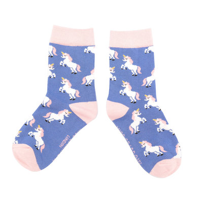 Miss Sparrow Kids Socks Bamboo Girls Unicorns denim 2-3Y