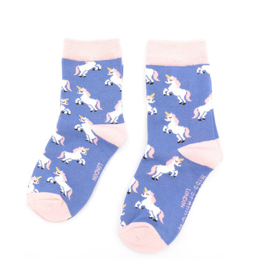 Miss Sparrow Kids Socks Bamboo Girls Unicorns denim 2-3Y