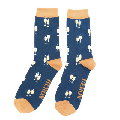 Miss Sparrow Mens Socks Bamboo Cheers! navy