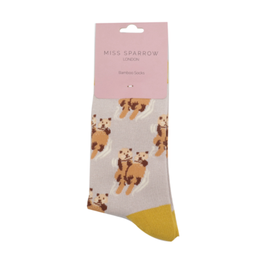 Miss Sparrow Socks Bamboo Otters silver