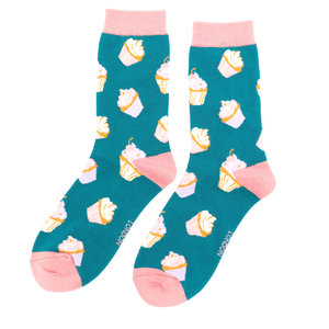 Miss Sparrow Socks Bamboo Cupcakes teal