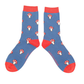 Miss Sparrow Socken Bamboo Mushrooms blue
