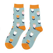 Miss Sparrow Socks Bamboo Tulips duck egg