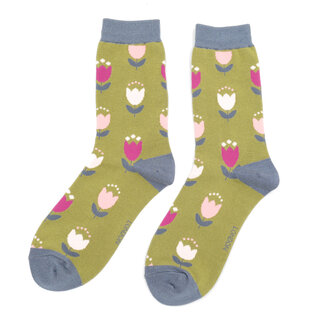 Miss Sparrow Socken Bamboo Tulips moss