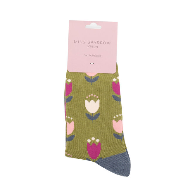 Socken Bamboo Tulips moss