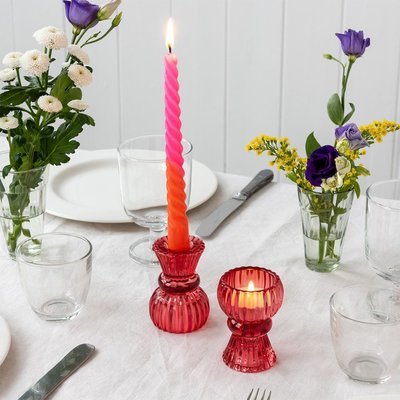 Rex London Candleholder Glass Doubel Ended red