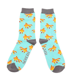 Miss Sparrow Männer-Socken Bamboo Goldfish aqua