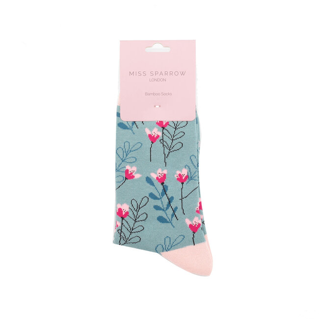 Socken Bamboo Wild Floral duck egg