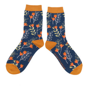 Miss Sparrow Socks Bamboo Wild Floral navy