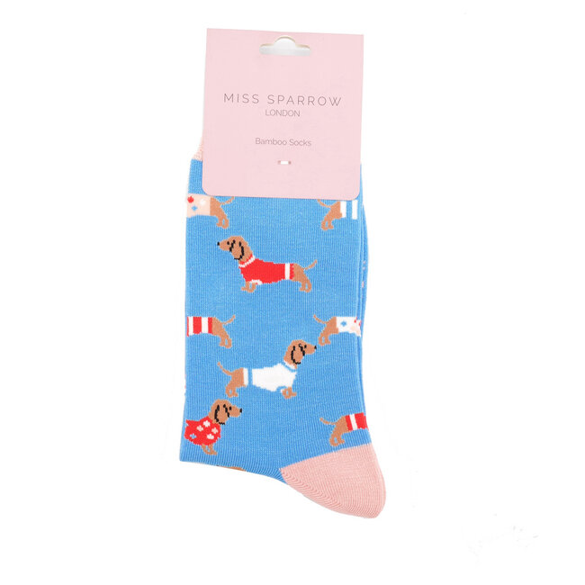 Socken Bamboo Pups in Coats sky