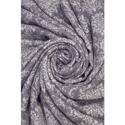 M&K Collection Scarve Damask Floral Frayed purple