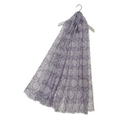 M&K Collection Scarve Damask Floral Frayed purple