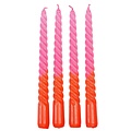 Rex London Candles Spiral Dip Dye pink/orange (Set of 4)