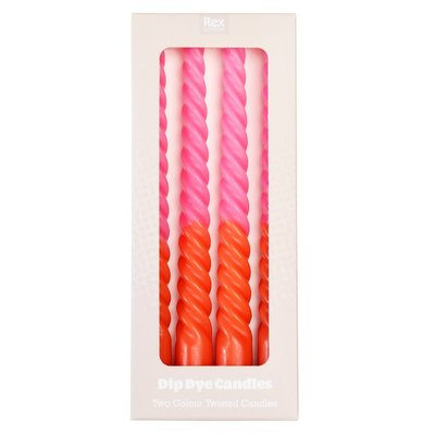 Rex London Kerzen Spiral Dip Dye pink/orange (Set of 4)