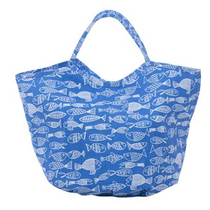 Overbeck and Friends Canvas Shopper/Beach bag Crazy Fish blue