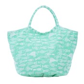 Overbeck and Friends Canvas Shopper/Beach bag Crazy Fish green