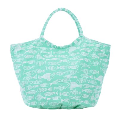 Overbeck and Friends Canvas Shopper/Beachbag Crazy Fish green