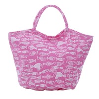 Overbeck and Friends Canvas Shopper/Beach bag Crazy Fish pink