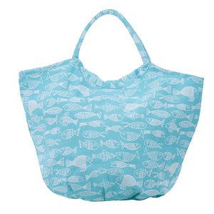 Overbeck and Friends Canvas Shopper/Beach bag Crazy Fish turquoise