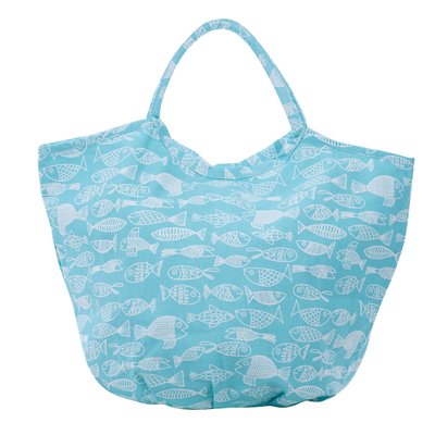 Overbeck and Friends Canvas Shopper/Beach bag Crazy Fish turquoise