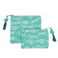 Overbeck and Friends Canvas Pouches Crazy Fish green Set of 2