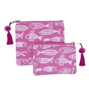 Overbeck and Friends Canvas Täschchen Crazy Fish pink Set of 2