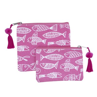 Overbeck and Friends Canvas Täschchen Crazy Fish pink Set of 2