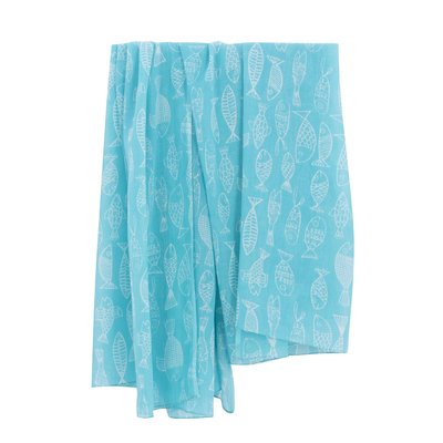 Overbeck and Friends Scarf/Pareo  Crazy Fish turquoise