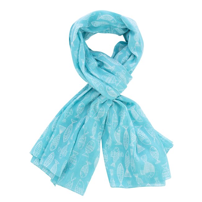 Schal/Pareo Crazy Fish turquoise