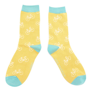 Miss Sparrow Socks Bamboo Bikes yellow