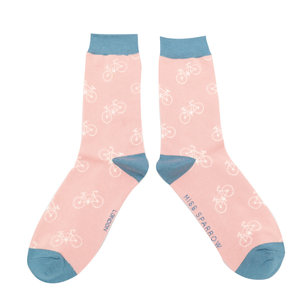 Miss Sparrow Socken Bamboo Bikes dusky pink