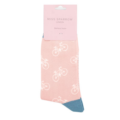 Miss Sparrow Socken Bamboo Bikes dusky pink