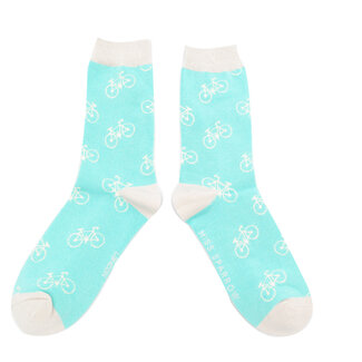 Miss Sparrow Socks Bamboo Bikes aqua