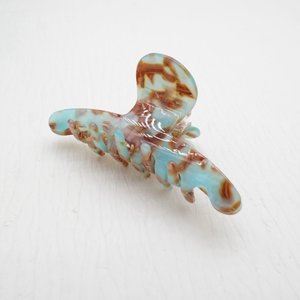 Red Cuckoo Hair Claw Clip Green Marble