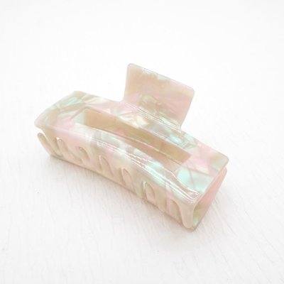 Red Cuckoo Hair Claw Clip Marbeled pink/green