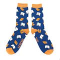 Miss Sparrow Mens Socks Bamboo Books navy