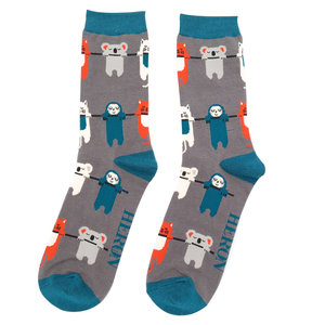 Miss Sparrow Männer-Socken Bamboo Hang in There grey