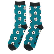 Miss Sparrow Mens Socks Bamboo Footballs teal