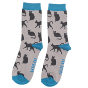 Miss Sparrow Männer-Socken Bamboo Cute Cats grey