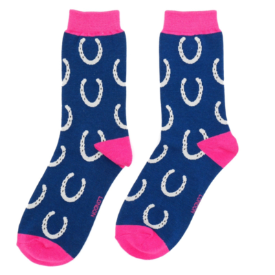 Miss Sparrow Socks Bamboo Horseshoes navy