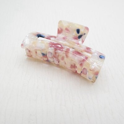 Red Cuckoo Hair Claw Clip Rectangle Shimmer pink cream