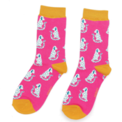 Miss Sparrow Socks Bamboo Sitting Dogs hot pink