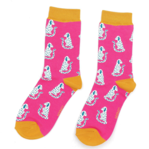 Miss Sparrow Socken Bamboo Sitting Dogs hot pink