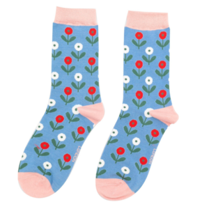 Miss Sparrow Socks Bamboo Fun Floral denim