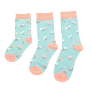 Miss Sparrow Kindersocken Bamboo Girls Dainty Floral duck egg 2-3Y